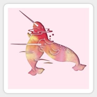 Peach Sea Narwhals Sticker